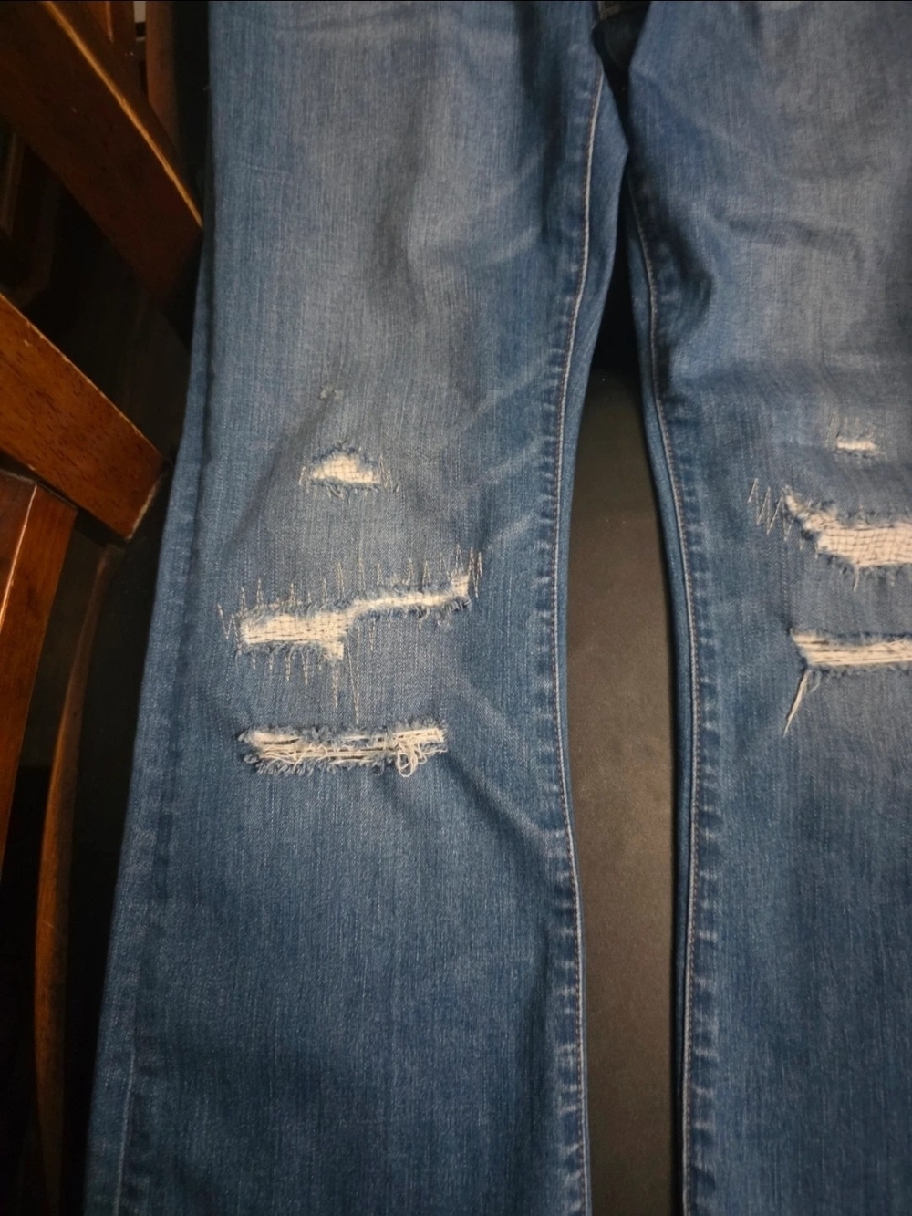 Madewell Distressed Skinny Jeans in Blue Denim CALI DEMI BOOT